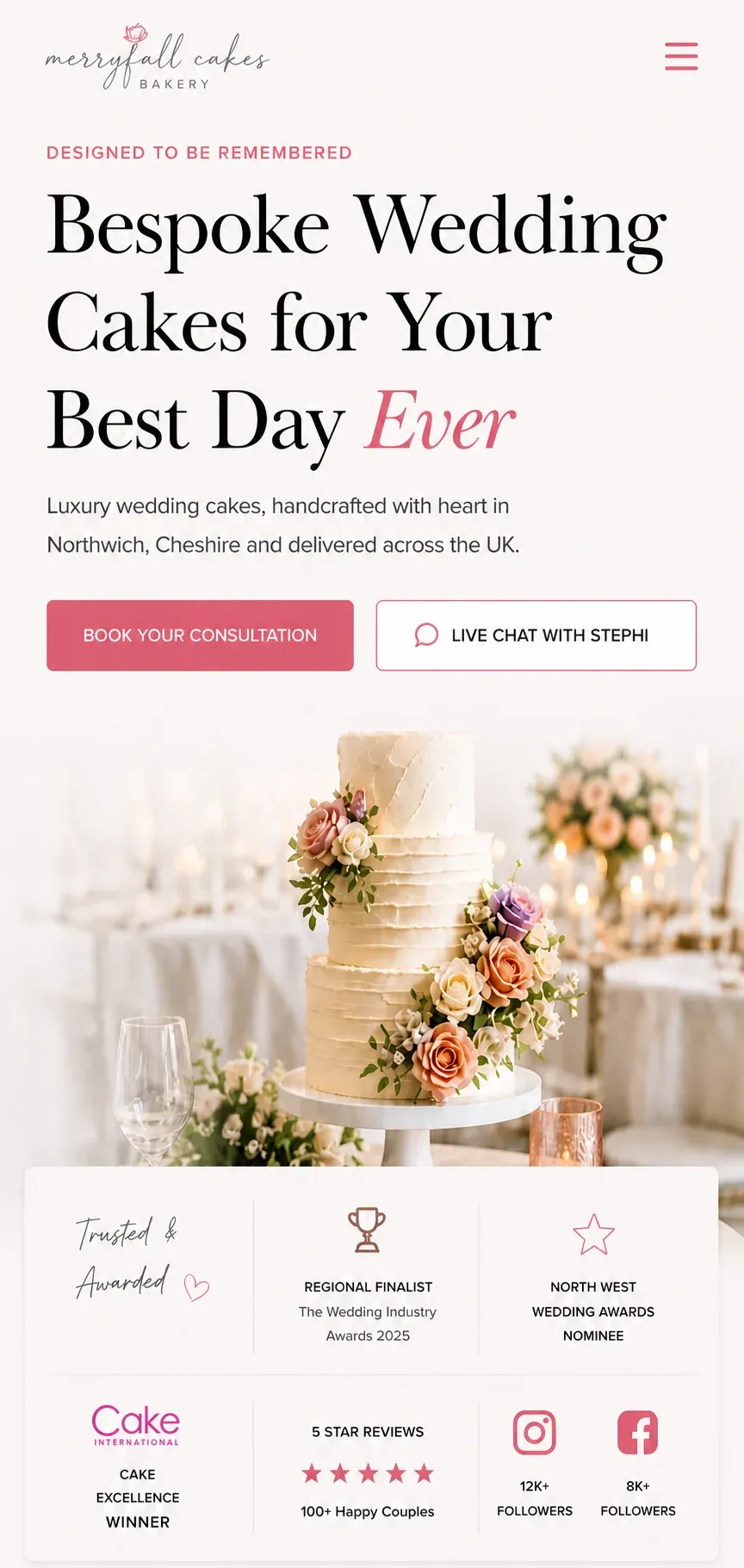 Baking and cake shop mobile website design