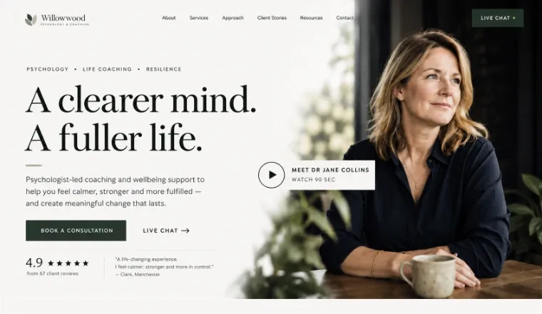 Clinical psychologist website design by Beyond Digital Group