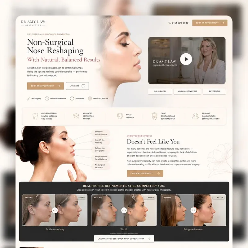 Cosmetic surgery clinic website design by Beyond Digital Group