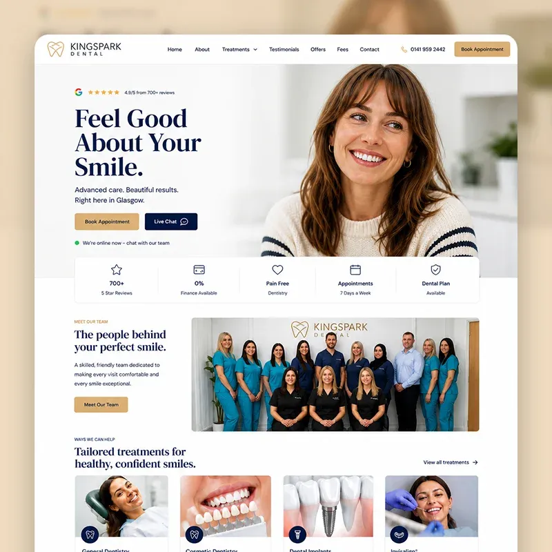 Dentist business website design by Beyond Digital Group