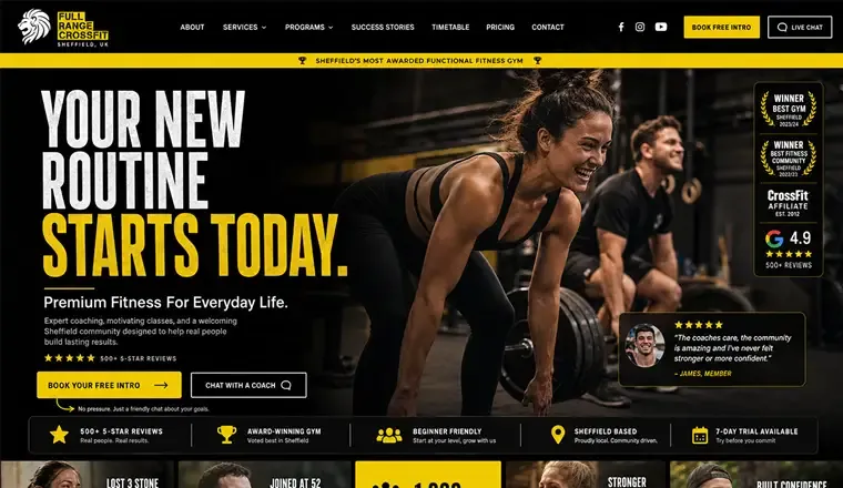 Crossfit gym website design
