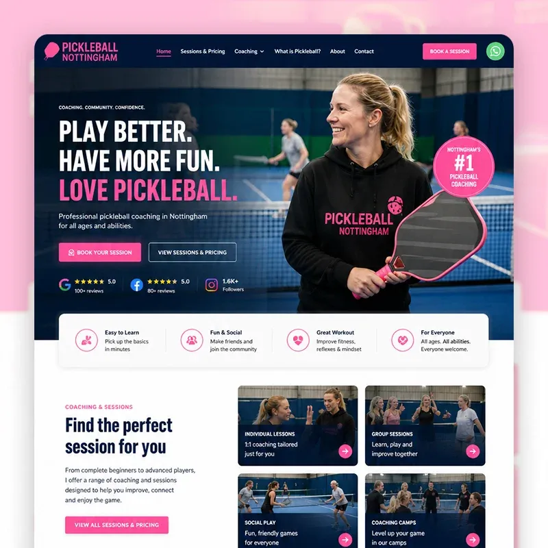 Pickleball club business website design by Beyond Digital Group
