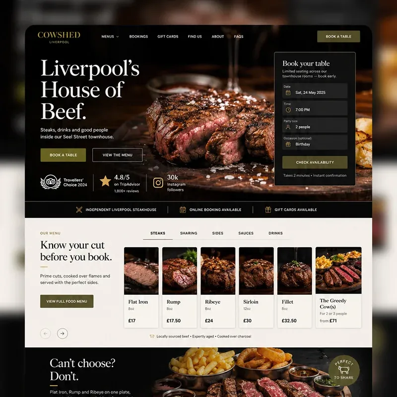 Restaurant website design by Beyond Digital Group