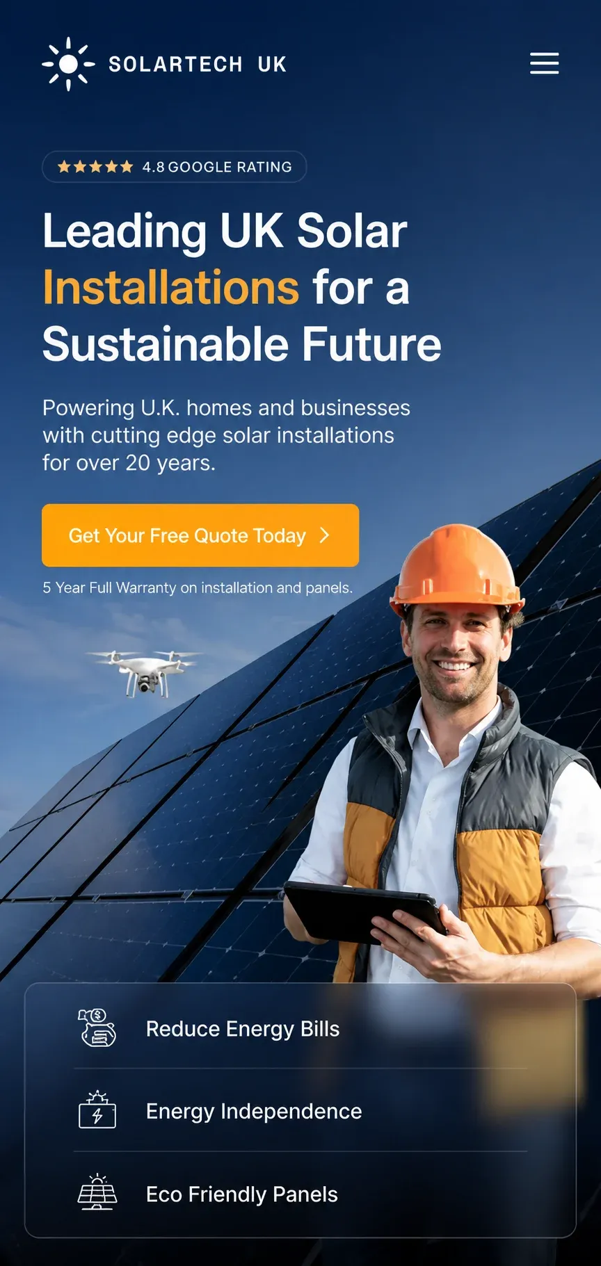 Solar energy company mobile website design