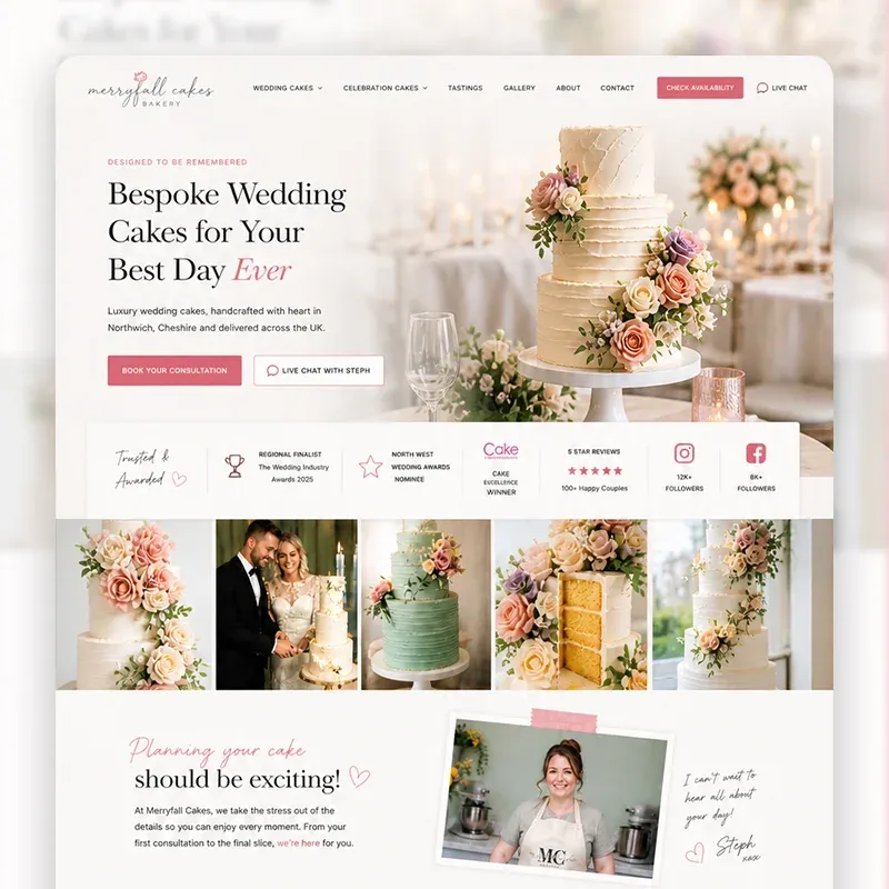 Wedding cake business website design by Beyond Digital Group